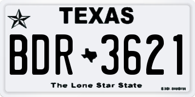 TX license plate BDR3621