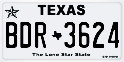 TX license plate BDR3624