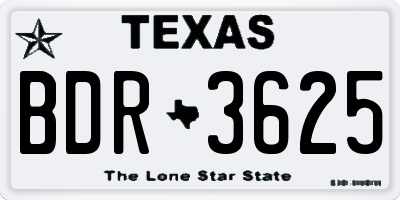 TX license plate BDR3625