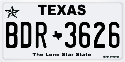 TX license plate BDR3626