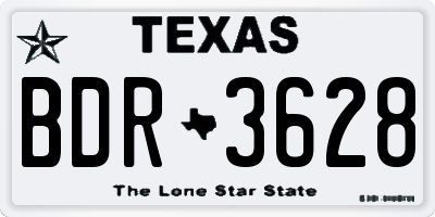 TX license plate BDR3628