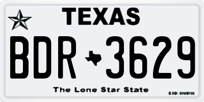 TX license plate BDR3629
