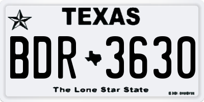 TX license plate BDR3630