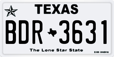 TX license plate BDR3631