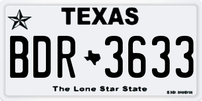 TX license plate BDR3633