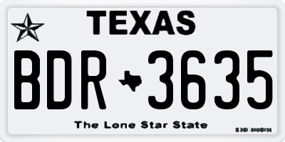 TX license plate BDR3635