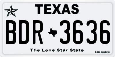 TX license plate BDR3636