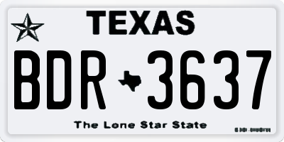 TX license plate BDR3637
