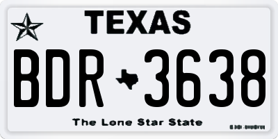 TX license plate BDR3638