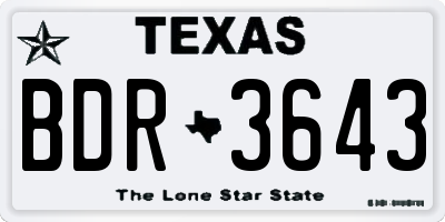 TX license plate BDR3643