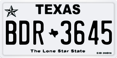 TX license plate BDR3645