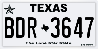 TX license plate BDR3647
