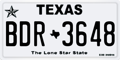 TX license plate BDR3648