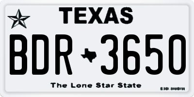 TX license plate BDR3650