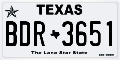 TX license plate BDR3651