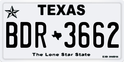 TX license plate BDR3662
