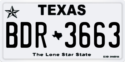 TX license plate BDR3663