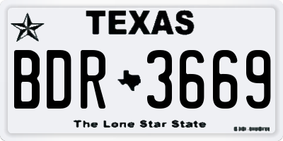 TX license plate BDR3669
