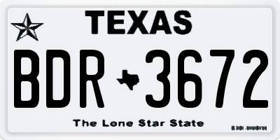 TX license plate BDR3672