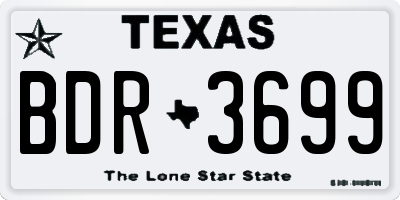 TX license plate BDR3699