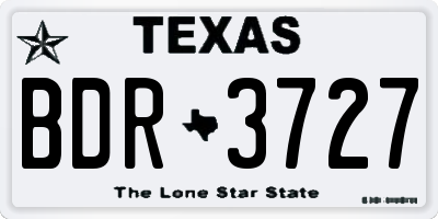 TX license plate BDR3727