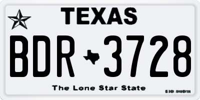 TX license plate BDR3728