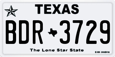 TX license plate BDR3729