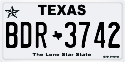 TX license plate BDR3742