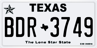 TX license plate BDR3749