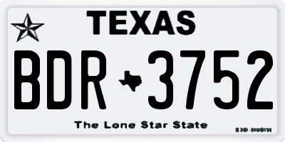 TX license plate BDR3752