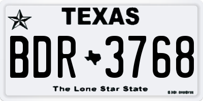 TX license plate BDR3768
