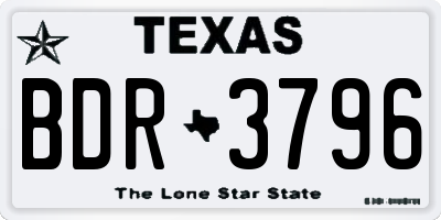 TX license plate BDR3796