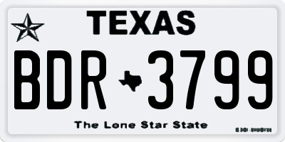 TX license plate BDR3799