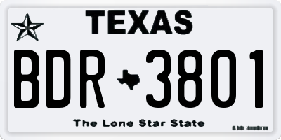 TX license plate BDR3801
