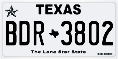 TX license plate BDR3802