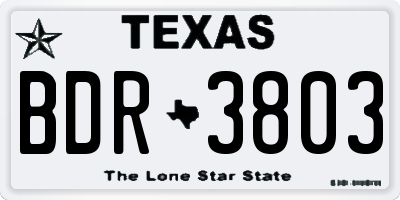 TX license plate BDR3803