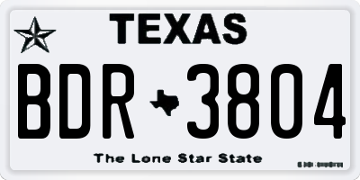 TX license plate BDR3804