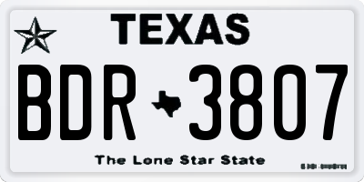 TX license plate BDR3807