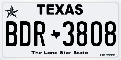 TX license plate BDR3808