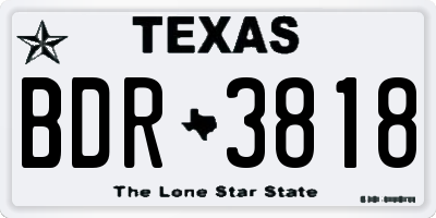 TX license plate BDR3818