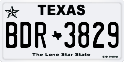 TX license plate BDR3829