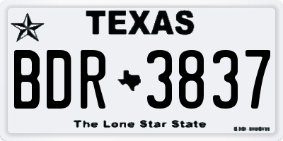 TX license plate BDR3837