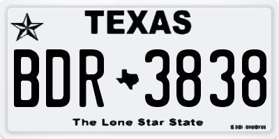 TX license plate BDR3838