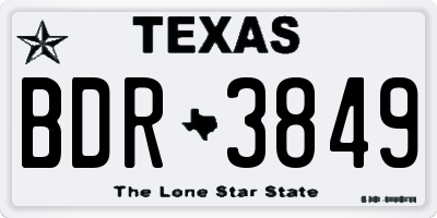 TX license plate BDR3849