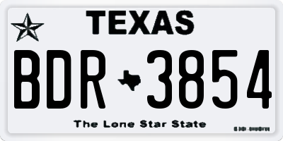 TX license plate BDR3854
