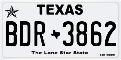 TX license plate BDR3862