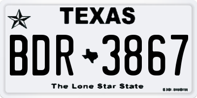 TX license plate BDR3867