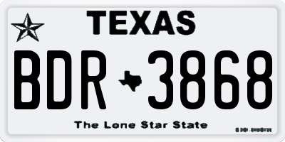 TX license plate BDR3868