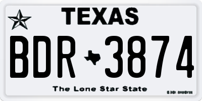 TX license plate BDR3874