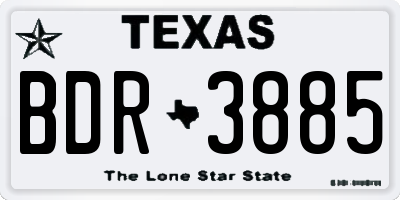 TX license plate BDR3885